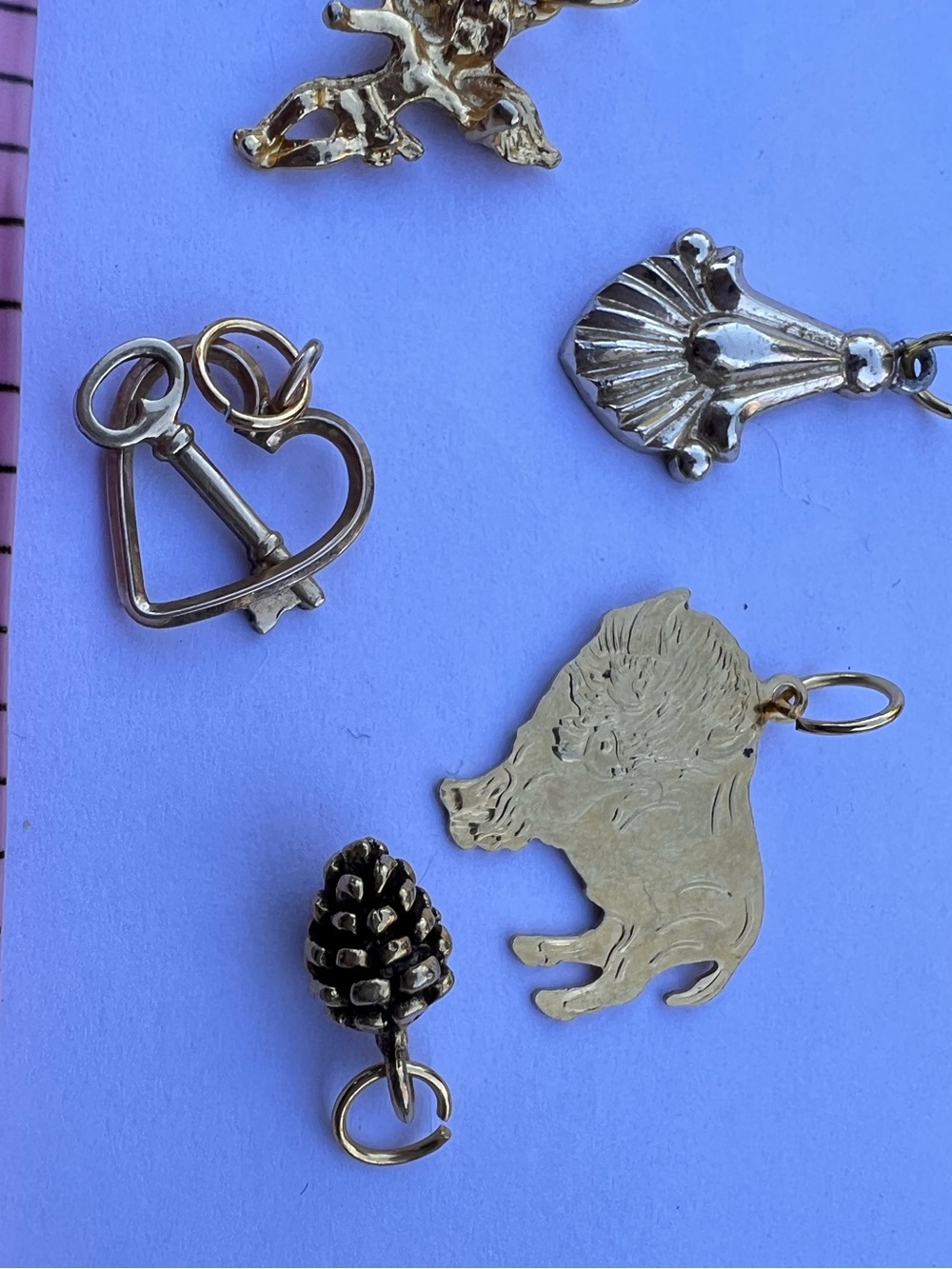 Gold Tone Small Charm Mix - Heart, Pinecone, Buffalo & More - Picture 4 of 9